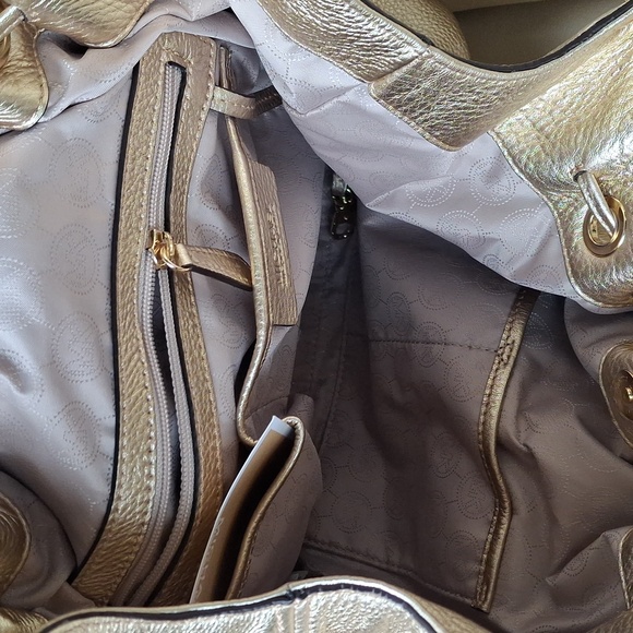 Michael Kors Gold Pebbled Leather Camden Slouchy Hobo Handbag - Picture 6 of 7